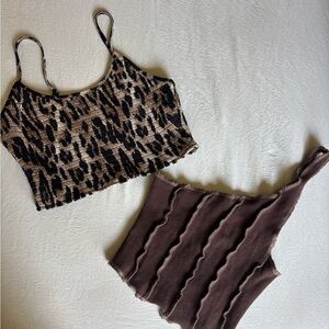Windsor Black and Brown Crop Top